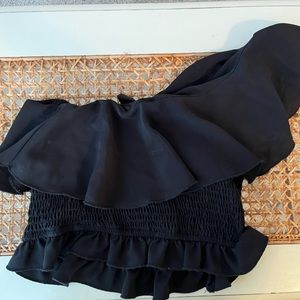 Shein Black One Shoulder Crop Top